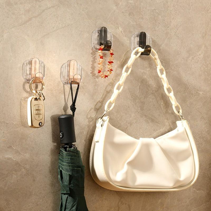 6pcs Acrylic No Drill Hook Wall Mounted Adhesive Clothes Hooks