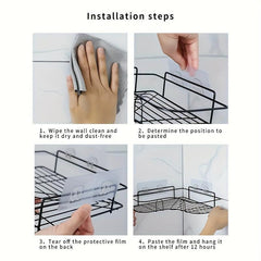 2pcs Corner Shower Caddy Bathroom Storage Wall Mount Shelf