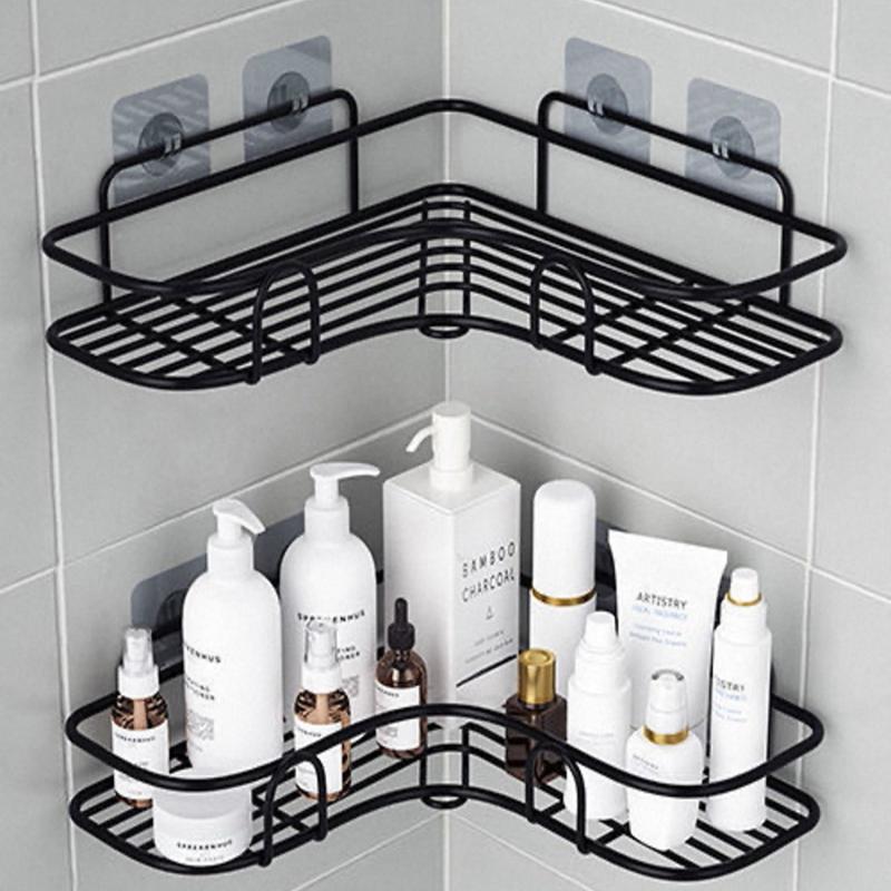 2pcs Corner Shower Caddy Bathroom Storage Wall Mount Shelf