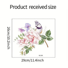 Flower Bird Pattern Toilet Lid Decal Self Adhesive Sticker