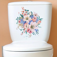 Flower Bird Pattern Toilet Lid Decal Self Adhesive Sticker