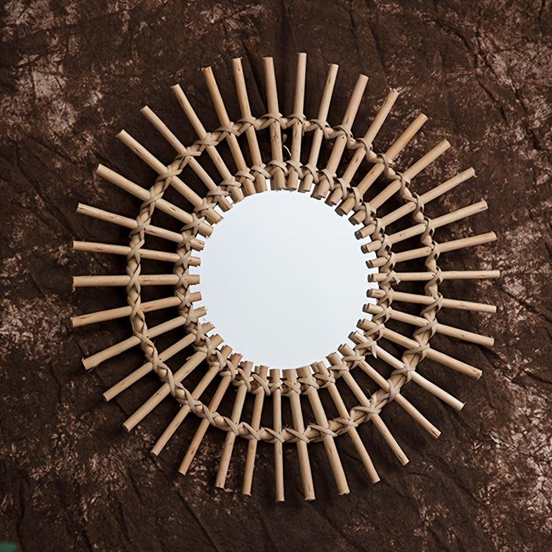 Creative Vine Weaving Round Makeup Mirror for Home Wall Decor