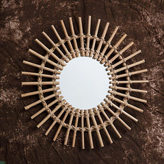 Creative Vine Weaving Round Makeup Mirror for Home Wall Decor