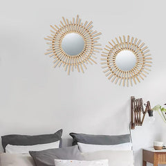 Creative Vine Weaving Round Makeup Mirror for Home Wall Decor