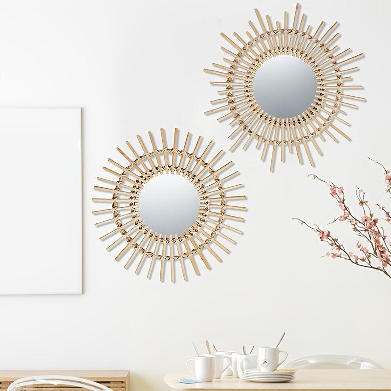 Creative Vine Weaving Round Makeup Mirror for Home Wall Decor