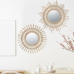 Creative Vine Weaving Round Makeup Mirror for Home Wall Decor