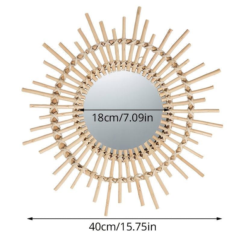 Creative Vine Weaving Round Makeup Mirror for Home Wall Decor