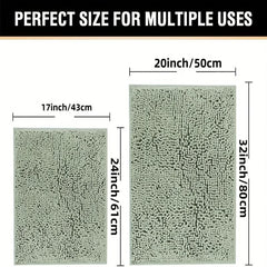 2pcs Chenille Bath Mat Set Soft and Absorbent Machine Washable U Shape Rugs