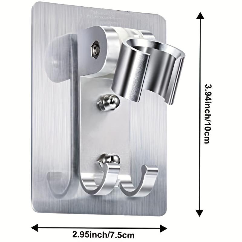 Adjustable Wall Mounted Shower Head Holder with 2 Hanger Hooks