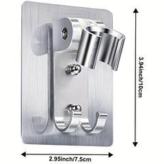 Adjustable Wall Mounted Shower Head Holder with 2 Hanger Hooks