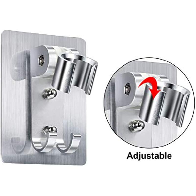 Adjustable Wall Mounted Shower Head Holder with 2 Hanger Hooks