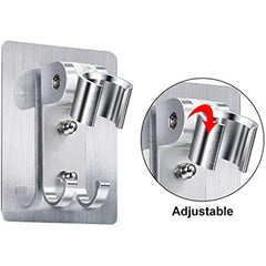 Adjustable Wall Mounted Shower Head Holder with 2 Hanger Hooks