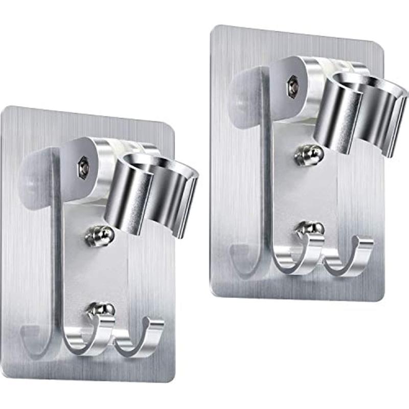 Adjustable Wall Mounted Shower Head Holder with 2 Hanger Hooks