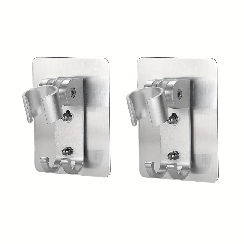Adjustable Wall Mounted Shower Head Holder with 2 Hanger Hooks