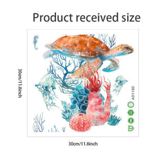 Sea Turtle Coral Toilet Lid Decal Wall Sticker