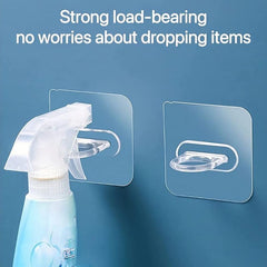 10pcs Clear Adhesive Hooks for Wall Mounted Curtain Rods and Lotion Dispensers