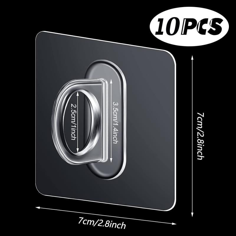 10pcs Clear Adhesive Hooks for Wall Mounted Curtain Rods and Lotion Dispensers