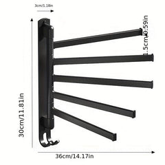 Rotating Stainless Steel Towel Rack with 5 Arm Holder