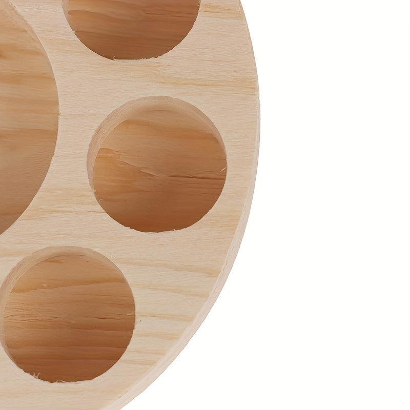 Round Wooden Essential Oil Display Stand 10 Slots Organizer Shelf