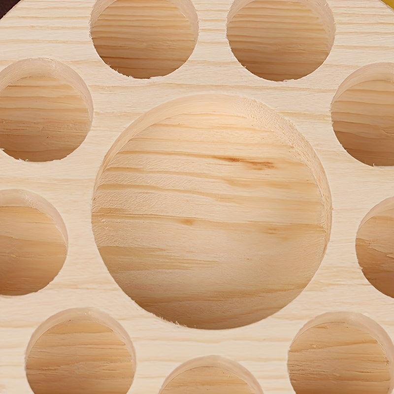 Round Wooden Essential Oil Display Stand 10 Slots Organizer Shelf