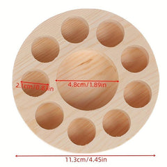 Round Wooden Essential Oil Display Stand 10 Slots Organizer Shelf