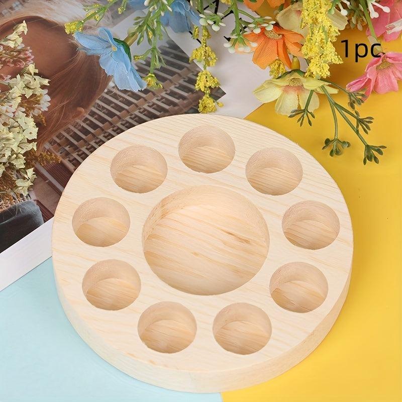 Round Wooden Essential Oil Display Stand 10 Slots Organizer Shelf