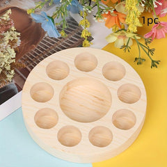 Round Wooden Essential Oil Display Stand 10 Slots Organizer Shelf