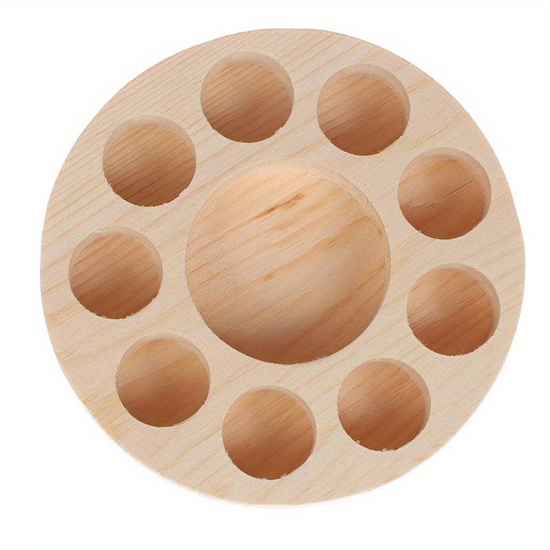 Round Wooden Essential Oil Display Stand 10 Slots Organizer Shelf