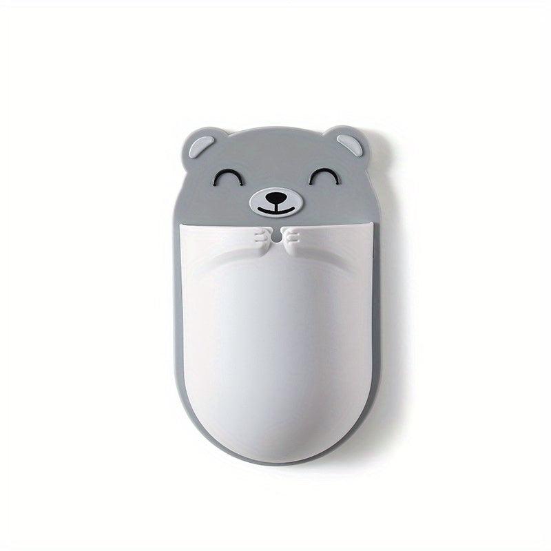 Cartoon Bear Toothbrush Storage Rack Wall Mounted Shelf
