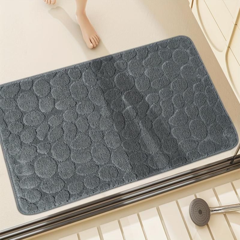 Stone Pattern Floor Mat Set - Polyester Fiber Cashmere Plush Mat