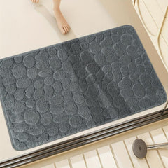 Stone Pattern Floor Mat Set - Polyester Fiber Cashmere Plush Mat