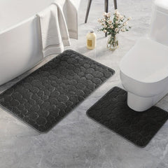 Stone Pattern Floor Mat Set - Polyester Fiber Cashmere Plush Mat