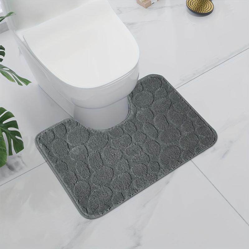 Stone Pattern Floor Mat Set - Polyester Fiber Cashmere Plush Mat