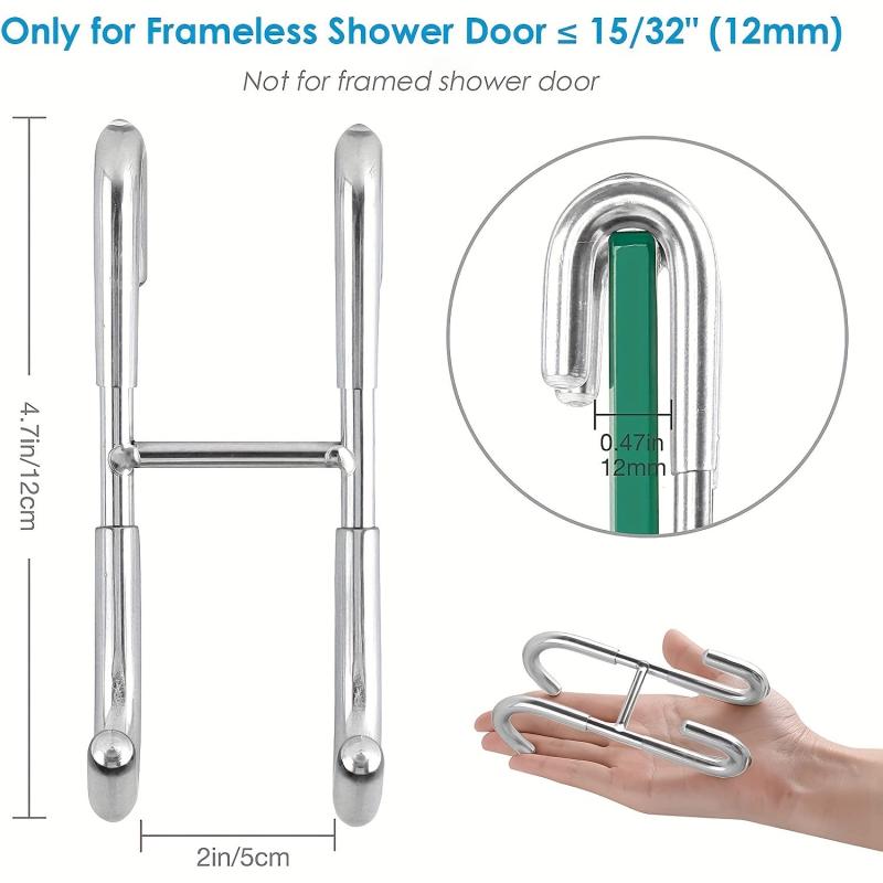 2pcs Shower Door Hooks Towel Hooks For Bathroom Frameless Glass Shower Door
