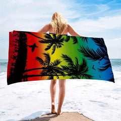 Coconut Tree Print Microfiber Beach Towel - Soft and Absorbent