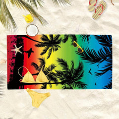 Coconut Tree Print Microfiber Beach Towel - Soft and Absorbent