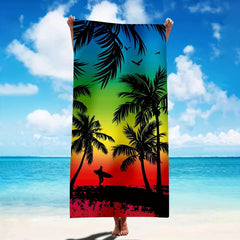 Coconut Tree Print Microfiber Beach Towel - Soft and Absorbent