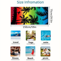 Coconut Tree Print Microfiber Beach Towel - Soft and Absorbent