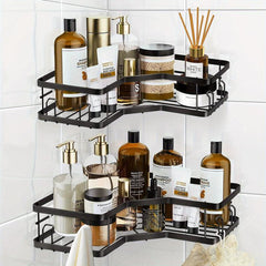 2pcs Corner Shower Storage Rack with 4 Hooks