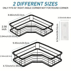 2pcs Corner Shower Storage Rack with 4 Hooks