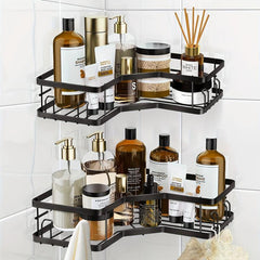 2pcs Corner Shower Storage Rack with 4 Hooks