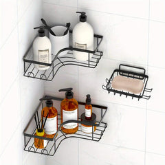 2pcs Corner Shower Storage Rack with 4 Hooks