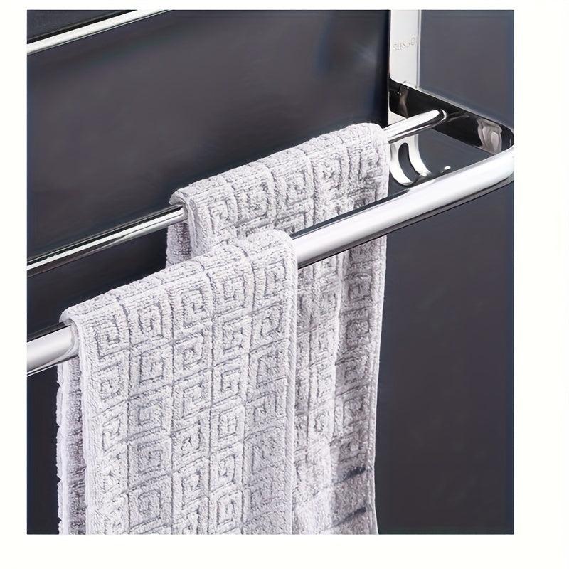 304 Stainless Steel Towel Rack Shelf with Bar, Folding Clothes Storage Towel Hol
