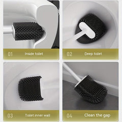 Wall Mounted Toilet Brush Set TPR Durable Brush Head Bathroom