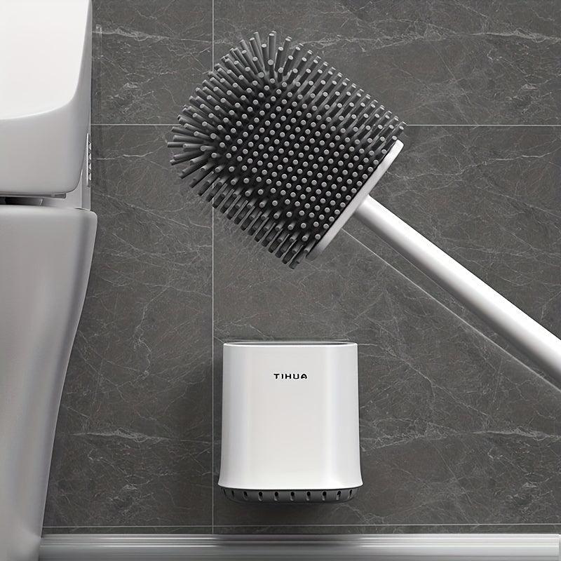 Wall Mounted Toilet Brush Set TPR Durable Brush Head Bathroom