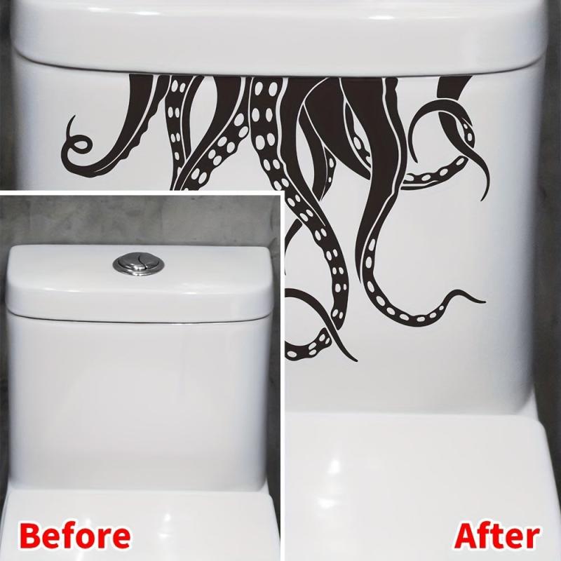 Octopus Pattern Toilet Lid Decal Self Adhesive Wall Sticker Bathroom Decor