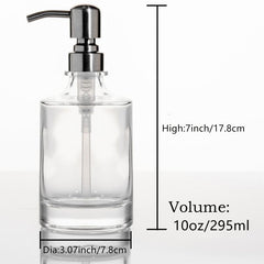 Cylinder Glass Soap Dispenser Stainless Steel Pump