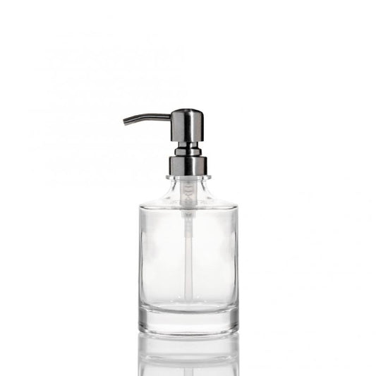 Cylinder Glass Soap Dispenser Stainless Steel Pump