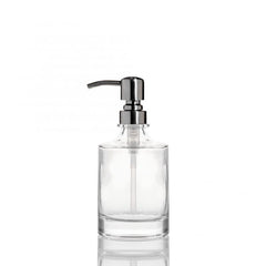 Cylinder Glass Soap Dispenser Stainless Steel Pump