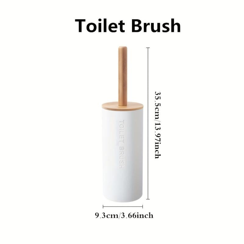 Toilet Brush With Bamboo Cover Bathroom Supplies Detachable Clean Bathroom Brush